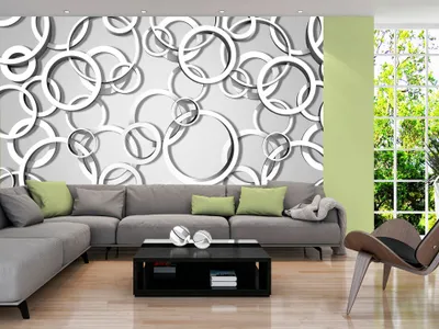 Produktbild von Vlies Fototapete 350x256 cm Tapeten Wandtapete XXL Abstrakt Kreise Ringe f-A-0247-a-a