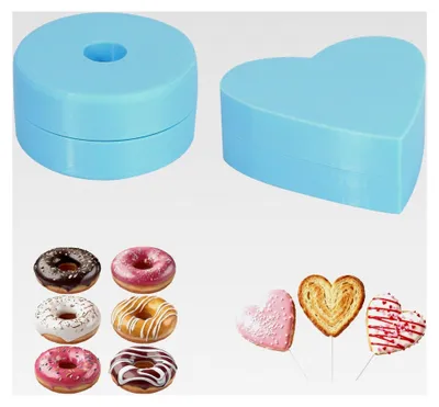 Produktbild von Donut- und Herz-Kuchen am Stiel Form Set, 3D-gedruckte Backwerkzeuge für Zuhause, Geburtstag und Party (Blau)
