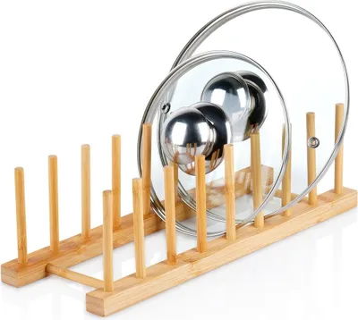 Immagine prodotto di Organizer per piatti in bambù naturale per un facile accesso