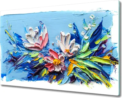 Produktbild von Coloray Küchenbrett Kochplattenabdeckung Hackbrett Schneidebrett Herdabdeckplatte 80x52 cm - Malerei Blumen