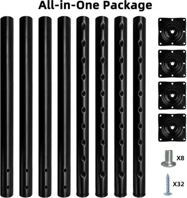 Produktbild von QLLY Verstellbare Metalltischbein, 24-40 Zoll, 60-100 cm, verstellbares Tischbein für den Heimarbeitsbereich, Möbelbeinsatz (4 Stück, schwarz)