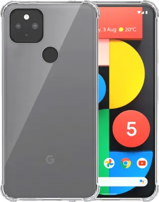 Zdjęcie produktu dla Etui na telefon pasujące do Google Pixel 5 Transparent - odporne na wstrząsy silikonowe etui TPU z przezroczystym zderzakiem - Smartphonica