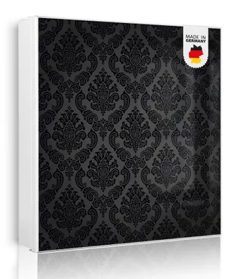 Produktbild von banjado Schlüsselkasten aus Metall, 30x30cm groß mit 32 Haken, als Magnettafel nutzbar, Korpus weiß, Anschlag rechts, Black Deluxe [SKGW1 10199]
