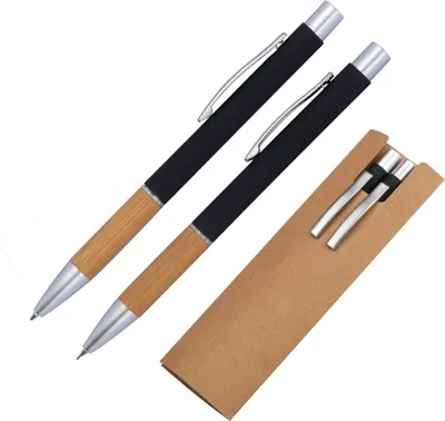 Produktbild von Schreibset Kugelschreiber + Bleistift / mit Bambusgriffzone