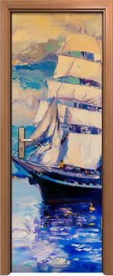Produktbild von Türposter 70x200 cm Türaufkleber Türtapete Türfolie Klebefolie Meereslandschaft Schiff segelt Meer