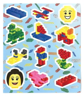 Produktbild von 12 bunte Bausteine Sticker, selbstklebend, einzelne 2-3cm, Aufkleberbogen 11,5 x 10 cm