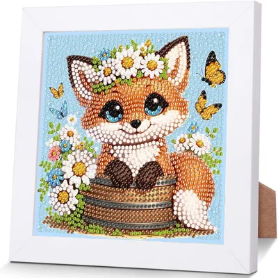 Obrázok produktu pre Sada na maľovanie diamantmi, motív: líška, s rámom, 18x18 cm