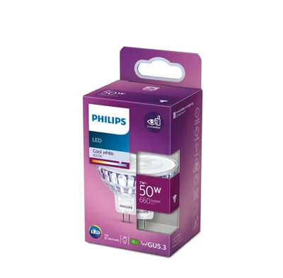 Obrázek produktu pro Philips Bodový zdroj 50 W MR16 GU5.3, 7 W, 50 W, GU5.3, 660 lm, 15000 h, Chladná bílá