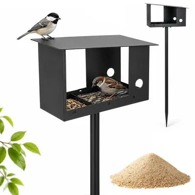 Productafbeelding van Vogelhuis met standaard - Weerbestendig metalen vogelvoederhuis