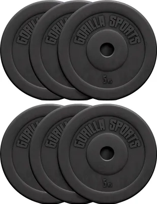 Produktbild von GORILLA SPORTS® Hantelscheiben - 30kg Set, 6x5 kg Gewichte, 30mm Bohrung, aus Kunststoff - Gewichtsscheiben, Hantelscheiben-Set, Hanteln