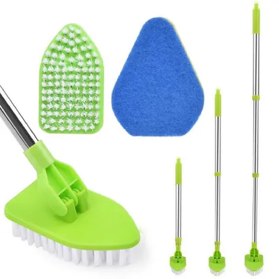 Produktbild von Badewannen-Schrubber mit Stiel, Teleskop-Reinigungsbürste, 180° drehbar, für Bad & Küche