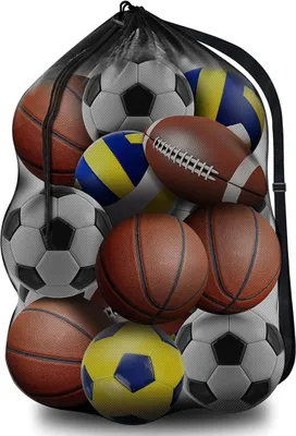 Immagine prodotto di Borsa per palloni sportivi a rete di grandi dimensioni, tracolla regolabile, attrezzatura per nuoto basket pallavolo