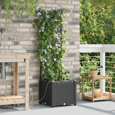 Produktbild von "Spring Sale"Garten-Pflanzgefäß Moderne - Pflanzkübel - Blumentopf Schwarz 40x40x142cm Stahl Promotion446918 - Beete