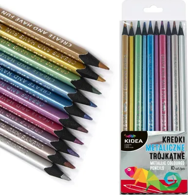 Produktbild von Metallische dreieckige Bleistifte 10 Farben Kidea KMT10KA