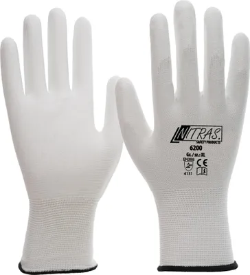 Immagine prodotto di Guanto NITRAS a maglia fine in nylon, parzialmente rivestito taglia 8 (L), bianco