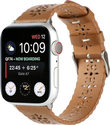 Produktbild von Strap-it Apple Watch Lederarmband mit Muster (Braun) - Große: 42 - 44 - 45 - 49mm