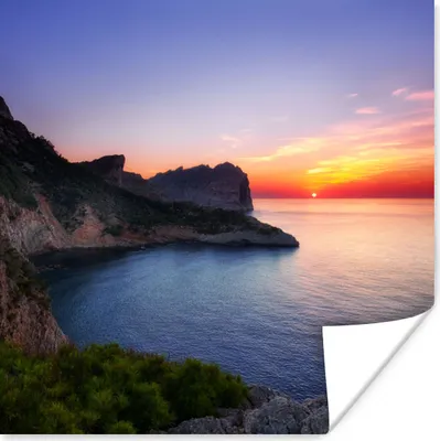 Produktbild von MuchoWow® Poster Meer - Felsen - Berge - Natur 50x50 cm - Wohnzimmerdekoration