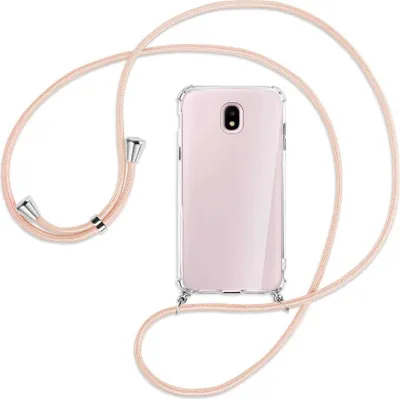 Produktbild von Handykette Backcover-Schutzhülle mit Band (Metall silberfarben) für Samsung Galaxy J5 2017 - rose peach