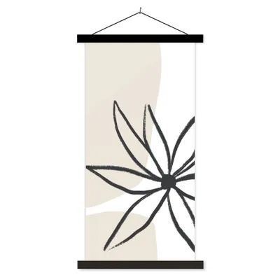 Produktbild von MuchoWow® Textilposter Blumen - Minimalismus - Pastell 90x180 cm mit schwarzem Rahmen - Dekoration Wohnzimmer
