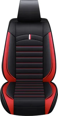 Immagine prodotto di Coprisedili universale per auto - Cuscino per sedile anteriore - Ecopelle (PU) - Imbottitura traspirante - Adatto per tutte le stagioni - 1 pezzo - Rosso