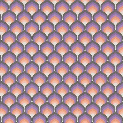 Immagine prodotto di Profhome 395382-GU Carta da parati retrò Grafica viola arancione-giallo crema-bianco 4,5 m2