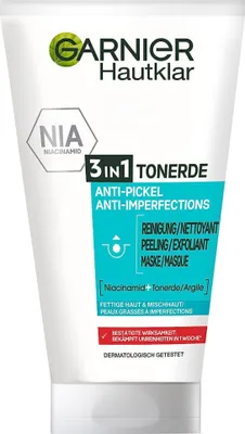 Produktbild von Garnier Hautklar 3 in 1 Gesichtsreinigung für unreine Haut, Reinigung, Peeling und Maske