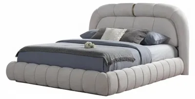 Produktbild von Bett Modern Weiß Designer-Bett Stoff Minimalismus Komfortabel Elegant