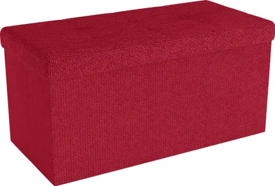 Immagine prodotto di Intirilife Panca pieghevole 76x38x38 cm in GRANATO ROSSO - Cubo di seduta con vano portaoggetti e coperchio in tessuto con incavi - Cubo di seduta poggiapiedi scatola portaoggetti cassapanca sgabello sedile
