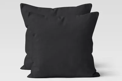 Produktbild von 2er Set Renforcé UNI Kissenhüllen 80x80 cm Kopfkissen Garnitur 100% Baumwolle Mit Reißverschluss schwarz