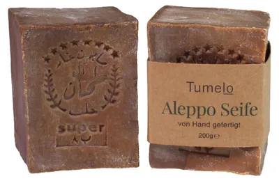 Image de Savon d'Alep original TUMELO 2 x 200 g (400 g) 60 % d'huile d'olive 40 % d'huile de laurier, savon à l'huile d'olive fabriqué à la main Savon naturel