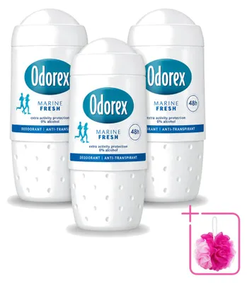 Productafbeelding van 3 x Odorex Deodorant Roller Marine Fris - Alcoholvrij - 50 ml - Voordeelverpakking - 3 stuks