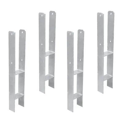 Immagine prodotto di Clanmacy 4 pezzi Supporto per palo ad H in versione zincata a caldo 101 mm Zincato a caldo - lunghezza 600 mm, spessore materiale 5mm Carport