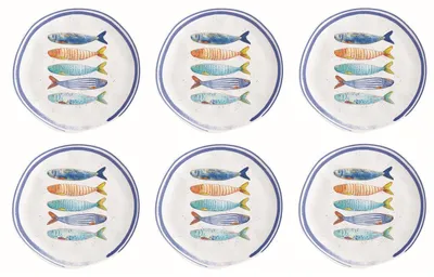 Produktbild von 6er Set Frühstücksteller Fische Maritim BORD DE MER D. 21cm Easy Life