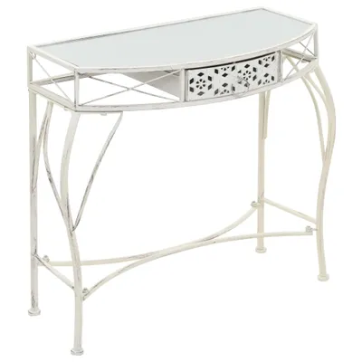 Image de Table d'appoint "Hohenstein" en métal, verre en blanc. Dimensions (L/L/H) 82x39x76 cm