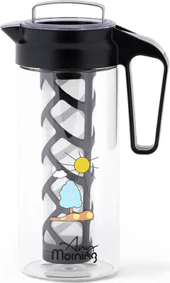 Immagine prodotto di Any Morning Cold Brew Coffee Maker, macchina per caffè e tè freddo, brocca in vetro borosilicato durevole, filtro a rete rimovibile, 44 oz (1300 ml/ 1,37 Quart)