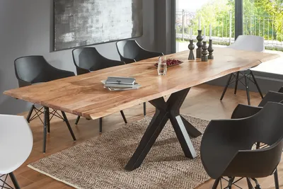 Produktbild von Esstisch Baumkante Akazie natur 200(300)x100 Ansteckplatten SPENCER