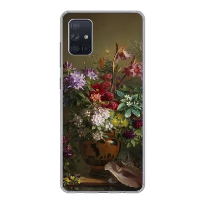 Produktbild von MuchoWow® Handyhülle Schutzhülle Hülle für Samsung Galaxy A71 Stilleben mit Blumen in einer griechischen Vase - Alte Meister - Kunst Silikon Softcase Handy Hülle - Kartenbesitzer