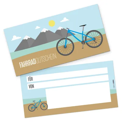Produktbild von itenga Geschenkgutschein Fahrrad - Gutschein zum Ausfüllen Karte