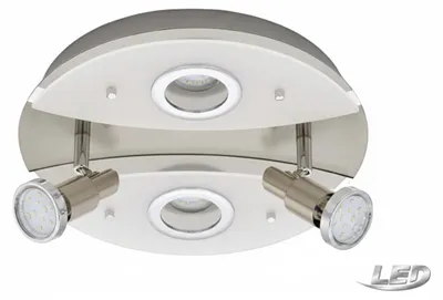 Produktbild von Briloner LED Deckenleuchte rund nickel matt mit 2 Strahlern Deckenleuchte 2 x Gu10 + 2 x Modul nickel matt / Opal