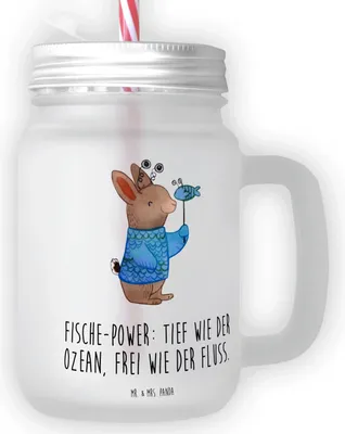 Produktbild von Mr. & Mrs. Panda Glas Fische Astrologie - Transparent - Geschenk, Sternzeichen, Cocktailglas, Trinkgefäß, Fischer, Geburtstagsgeschenk, Becher mit Deckel, Strohhalm