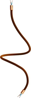 Image de Kit Creative-Cables Creative Flex : rallonge flexible (90 cm de long, Ø 10 mm) – Gaine en tissu RM13 marron et finitions en cuivre satiné – Avec embouts métalliques et accessoires