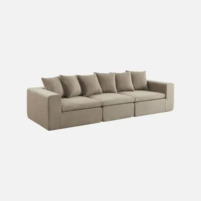 Produktbild von sweeek - Modulares 3-Sitzer Sofa mit Chenille-Bezug - Dunkelbeige