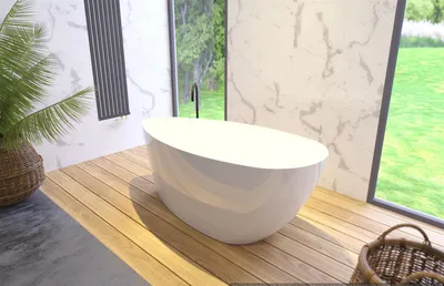 Produktbild von Hochwertige Badewanne Weiss MINERALGUSS WELLE 159,5 x 71 x 65 CM