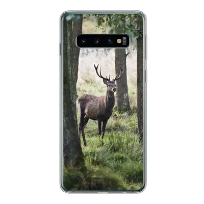 Produktbild von MuchoWow® Handyhülle Schutzhülle Hülle für Samsung Galaxy S10 Hirsche - Bäume - Gras Silikon Softcase Handy Hülle - Handytasche