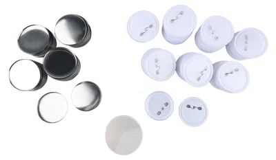 Obrázok produktu pre Sada 100 dielov na výrobu odznakov s pripínacím špendlíkom, priemer 5,8 cm, plechová doska s plastovou základňou, materiál na výrobu odznakov pre ručné práce a DIY