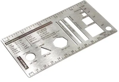 Produktbild von Küchenlinial, Mini-Schneidlinial aus Edelstahl, Kochmesser für Essen, Braten, Tabelle für Anfänger und Profis (12,7 x 7,6 cm)
