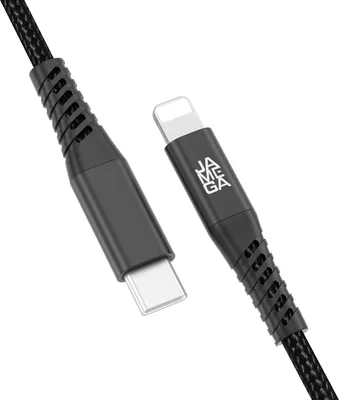 Produktbild von USB-C zu Iphone Kabel 480M 60W mit Metall Stecker in Schwarz 1m