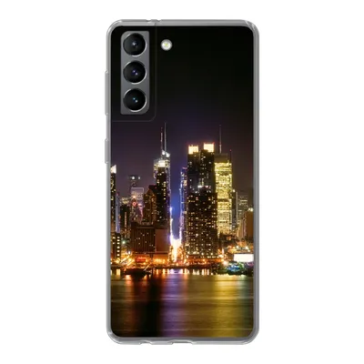 Produktbild von MuchoWow® Handyhülle Schutzhülle Hülle für Samsung Galaxy S21 New York - Skyline - Farben Silikon Softcase Handy Hülle - Softcase