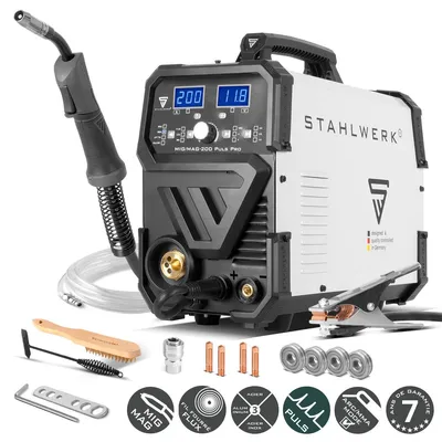 Image de STAHLWERK Poste de soudage MIG MAG 200 Puls Pro Appareil combiné à gaz protecteur avec 200 A