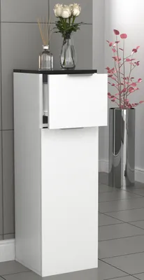 Produktbild von VCM Holz Midischrank | Badregal | Maße: H. 95 x B. 30 x T. 30 cm | 1 Schublade | 1 große Tür – Donali
